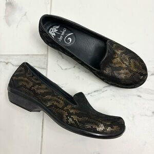 Dansko Olivia Bronze Snakeskin Slip On Shoes Leather EUR 36